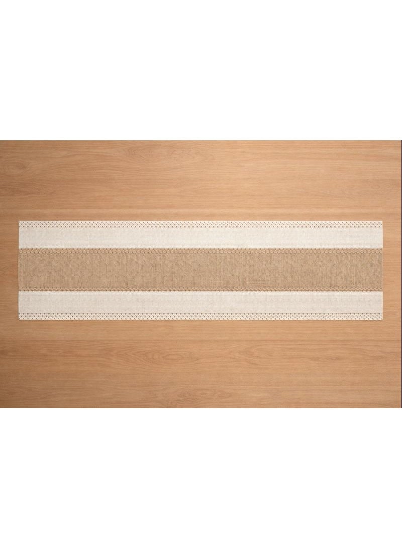 Home Care Boho Jute Table Runner Natural Beige & White Dining Table Decor - Image 2